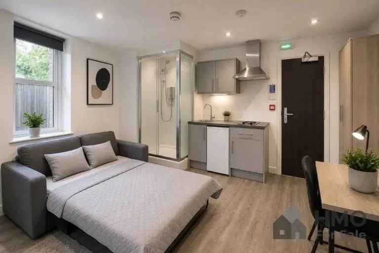 Built in shower bedsit
